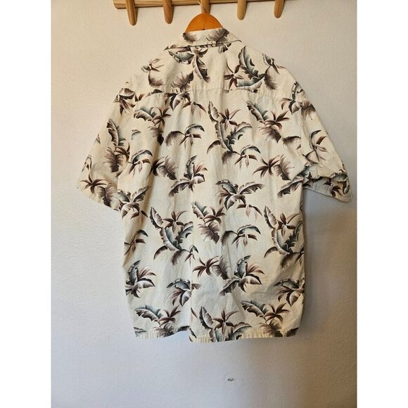 Campia Moda XL Cream Palm Print Hawaiian Shirt – 100% Cotton Island Style - Picture 10 of 11